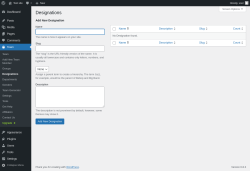 Page screenshot: Team → Designations