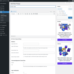 Page screenshot: WP Terms Popup → Add New Popup