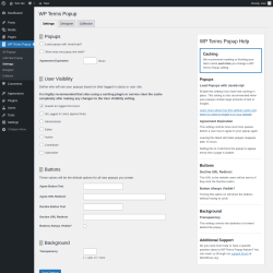 Page screenshot: WP Terms Popup → Settings