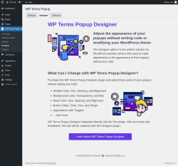 Page screenshot: WP Terms Popup → Designer