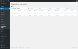 Page screenshot: Tests → Respondents’ results