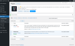 Page screenshot: Plugins ‹ Test site — WordPress