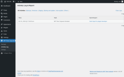 Page screenshot: WP Time Capsule → Activity Log