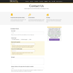 Page screenshot: WP Time Slots Booking Form → I Need Help