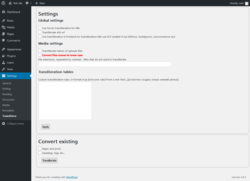Page screenshot: Settings → Translitera