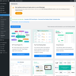 Page screenshot: WP Travel Engine → Extensions