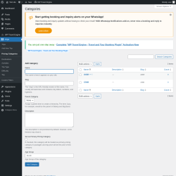 Page screenshot: Trips → Pricing Categories