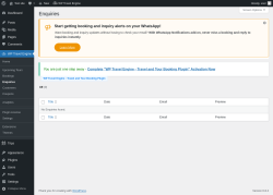 Page screenshot: WP Travel Engine → Enquiries