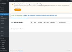 Page screenshot: WP Travel Engine → Upcoming Tours