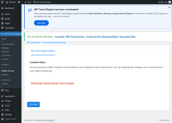 Page screenshot: WP Travel Engine → Plugin License