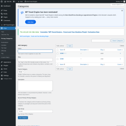 Page screenshot: Trips → Pricing Categories