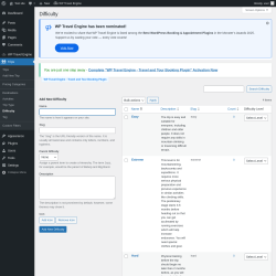 Page screenshot: Trips → Difficulty
