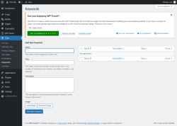 Page screenshot: Trips → Keywords