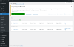 Page screenshot: WP Travel → Coupons