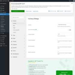 Page screenshot: WP Travel → Settings