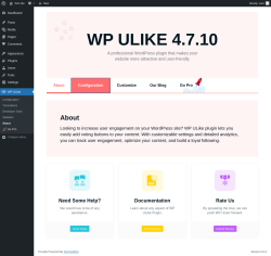 Page screenshot: WP ULike → About → Configuration