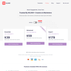Page screenshot: WP ULike → About → Go Pro