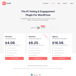 Page screenshot: WP ULike &rarr; Go Pro