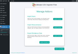 Page screenshot: Manage Addons ‹ Test site — WordPress