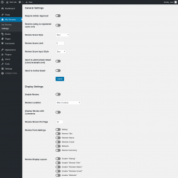 Page screenshot: Wp Reviews &rarr; Settings