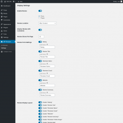 Page screenshot: WP Reviews &rarr; Settings