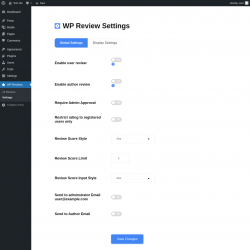 Page screenshot: WP Reviews &rarr; Settings
