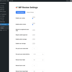 Page screenshot: WP Reviews &rarr; Settings