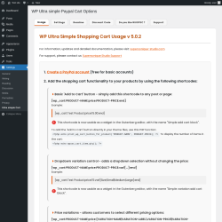 Page screenshot: Settings &rarr; Ultra simple Cart