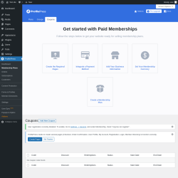 Page screenshot: ProfilePress &rarr; Membership Plans &rarr; 
                        Coupons                    