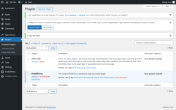 Page screenshot: Plugins &lsaquo; Test site &mdash; WordPress