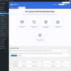 Page screenshot: ProfilePress → 
                        Download Logs                    