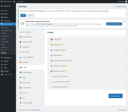 Page screenshot: User Frontend → Settings →  E-Mails