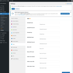 Page screenshot: User Frontend → Settings →  SMS 
    

