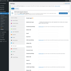 Page screenshot: User Frontend → Settings →  Social Login 
    

