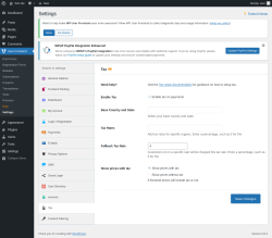 Page screenshot: User Frontend → Settings →  Tax 
    


