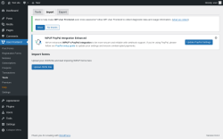 Page screenshot: User Frontend → Tools → Import