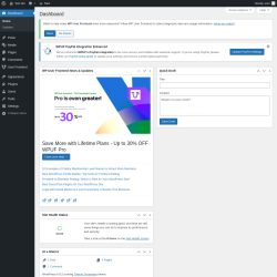 Page screenshot: Dashboard ‹ Test site — WordPress