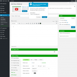 Page screenshot: WebinarPress → New webinar