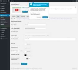 Page screenshot: WebinarPress → Settings → Emails