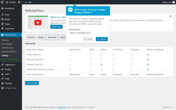Page screenshot: WebinarPress → Settings → Advanced
