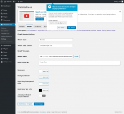 Page screenshot: WebinarPress → Settings → Emails