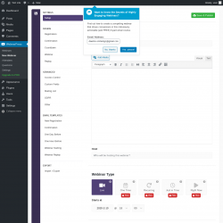 Page screenshot: WebinarPress → New Webinar