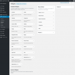 Page screenshot: Widgets ‹ Test site — WordPress