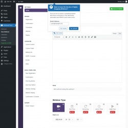 Page screenshot: WebinarPress → New Webinar