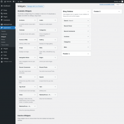 Page screenshot: Widgets ‹ Test site — WordPress