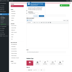 Page screenshot: WebinarPress → New Webinar