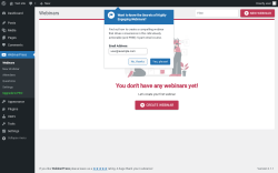 Page screenshot: Webinars ‹ Test site — WordPress