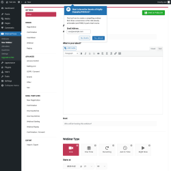 Page screenshot: WebinarPress → New Webinar