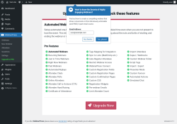 Page screenshot: WebinarPress → Upgrade to PRO