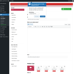 Page screenshot: WebinarPress → New Webinar